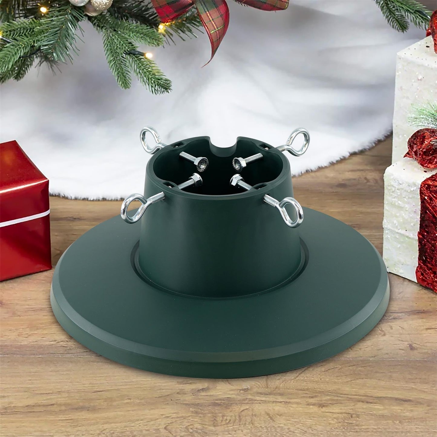 Christmas Tree Stand for Real Trees - Adjustable Trunk Diameter 3.5-10.5cm, Max Tree Height 2.1m, Water Tank 1.6L - Xmas Tree Stand Christmas Tree Base Real Xmas Tree Base Christmas Tree Holder